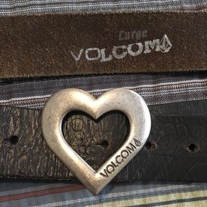 Volcom heart black leather belt large
